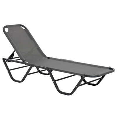 Outsunny Sun Lounger Relaxer Recliner with 5-Position Adjustable Backrest Grey