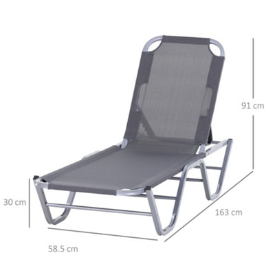 Outsunny Sun Lounger Relaxer Recliner with 5-Position Adjustable Backrest Silver - 3