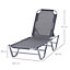Outsunny Sun Lounger Relaxer Recliner with 5-Position Adjustable Backrest Silver