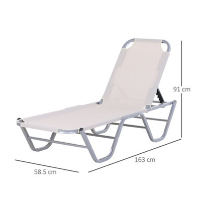 Outsunny Sun Lounger Relaxer Recliner with 5-Position Adjustable Backrest White - 3