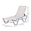 Outsunny Sun Lounger Relaxer Recliner with 5-Position Adjustable Backrest White