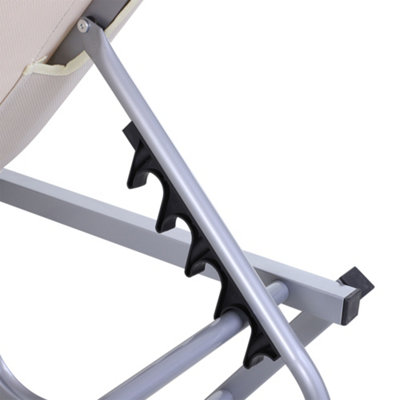 Outsunny Sun Lounger Relaxer Recliner with 5-Position Adjustable Backrest White - 9