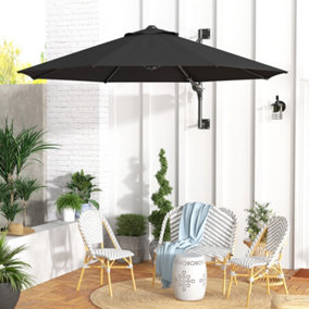 Outsunny Sun Parasol with Vent, Wall Umbrella for Patio, Garden, Pool, Grey