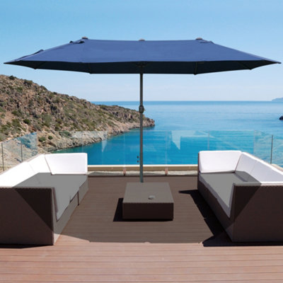 Outsunny Sun Umbrella Canopy Double-side Crank Shade Shelter 4.6M Blue