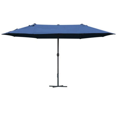 Outsunny Sun Umbrella Canopy Double-side Crank Shade Shelter 4.6M Blue