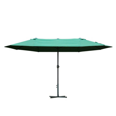 Outsunny Sun Umbrella Canopy Double-side Crank Shade Shelter 4.6M Dark Green