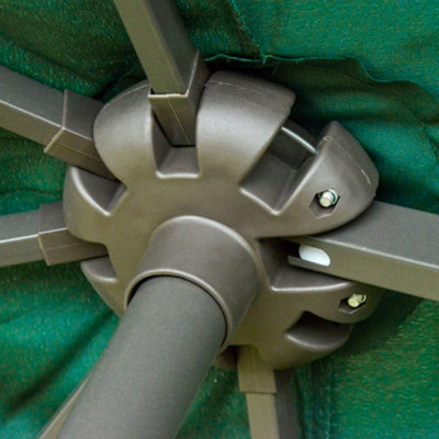 Outsunny Sun Umbrella Canopy Double-side Crank Shade Shelter 4.6M Dark Green - 5