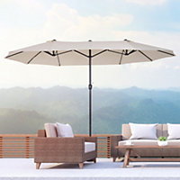 Outsunny Sun Umbrella Canopy Double-sided Crank Shade Shelter 4.6M Beige