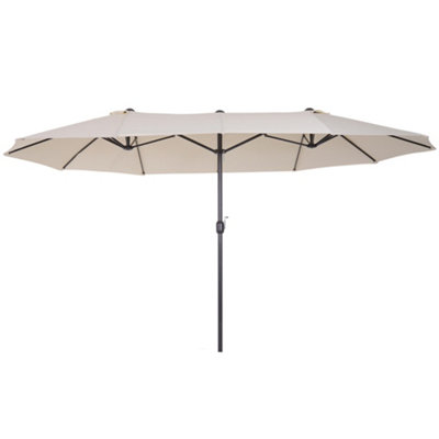 Outsunny Sun Umbrella Canopy Double-sided Crank Shade Shelter 4.6M Beige