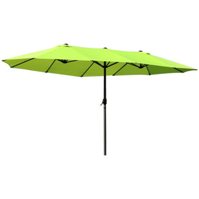 Outsunny Sun Umbrella Canopy Double-sided Crank Shade Shelter 4.6M Green