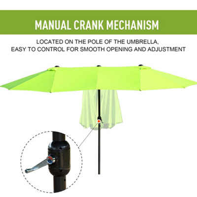 Outsunny Sun Umbrella Canopy Double-sided Crank Shade Shelter 4.6M Green - 5