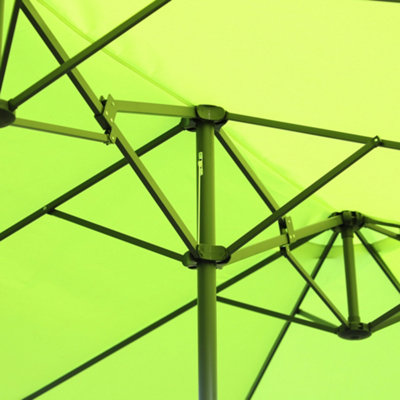 Outsunny Sun Umbrella Canopy Double-sided Crank Shade Shelter 4.6M Green - 9
