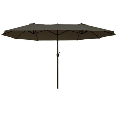 Outsunny Sun Umbrella Canopy Double-sided Crank Shade Shelter 4.6M Grey