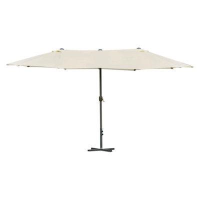 Outsunny Sun Umbrella Canopy Double-sided Crank Shade Shelter 4.6M Off White
