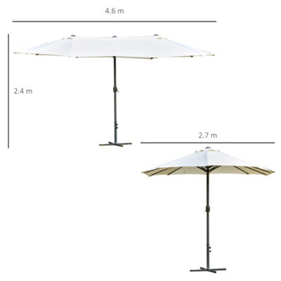 Outsunny Sun Umbrella Canopy Double-sided Crank Shade Shelter 4.6M Off White