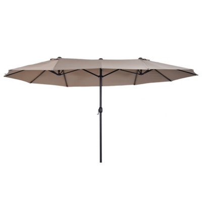 Outsunny Sun Umbrella Canopy Double-sided Crank Shade Shelter 4.6M Tan