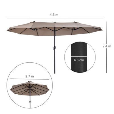 Outsunny Sun Umbrella Canopy Double-sided Crank Shade Shelter 4.6M Tan