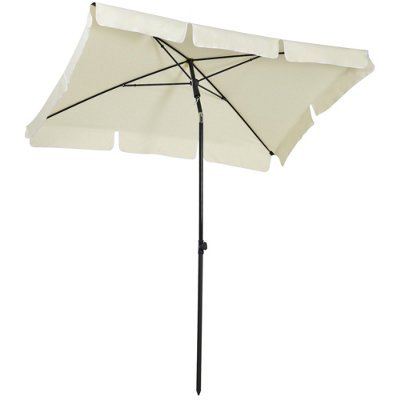 Outsunny Sun Umbrella Parasol Patio Tilt Aluminium Off-White 2x1.3M