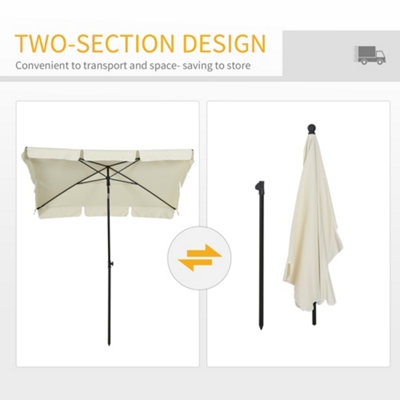 Outsunny Sun Umbrella Parasol Patio Tilt Aluminium Off-White 2x1.3M - 7