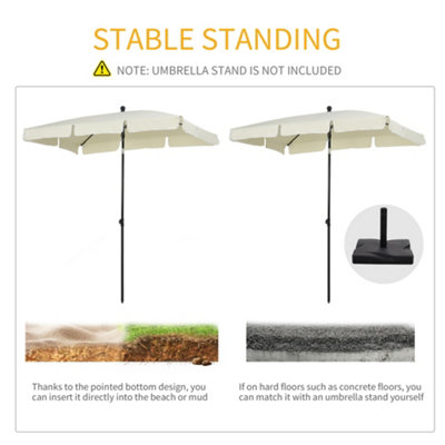 Outsunny Sun Umbrella Parasol Patio Tilt Aluminium Off-White 2x1.3M - 4