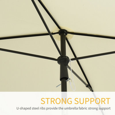 Outsunny Sun Umbrella Parasol Patio Tilt Aluminium Off-White 2x1.3M - 5