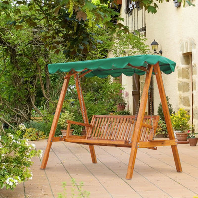 Garden Furniture 3 Seater Wooden Swing Chair Seat Hammock Bench Lounger Bed  5060265998714