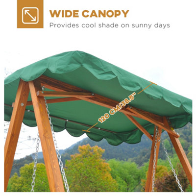 Outsunny Swing Chair 3 Seater Swinging Canopy Wooden Hammock Garden Seat Outdoor Patio - 6