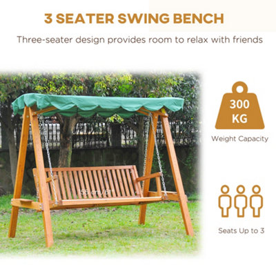 Outsunny Swing Chair 3 Seater Swinging Canopy Wooden Hammock Garden Seat Outdoor Patio - 4