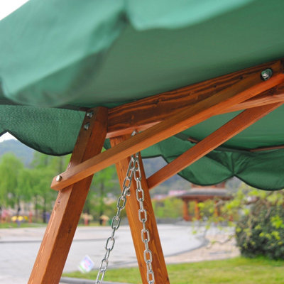 Outsunny Swing Chair 3 Seater Swinging Canopy Wooden Hammock Garden Seat Outdoor Patio - 9