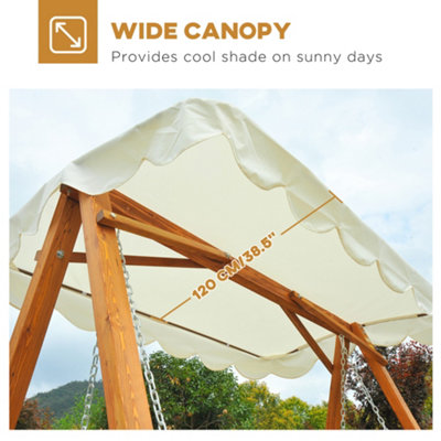 Outsunny Swing Chair 3 Seater Swinging Wooden Hammock Garden Seat Outdoor Canopy - 6