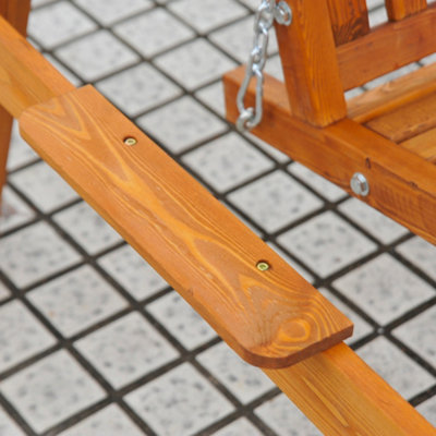 Outsunny Swing Chair 3 Seater Swinging Wooden Hammock Garden Seat Outdoor Canopy - 8