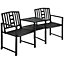 Outsunny Tete-a-tete Chair 2-Seater Steel Bench w/ Coffee Table Backyard Porch