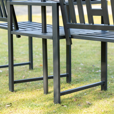 Outsunny Tete-a-tete Chair 2-Seater Steel Bench w/ Coffee Table Backyard Porch - 8