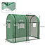 Outsunny Tomato Greenhouse with 2 Roll-up Doors and 4 Mesh Windows, Green