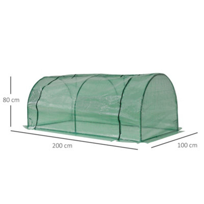 Outsunny Tunnel Greenhouse Grow House Steel Frame PE Green 200x100x80 cm - 3
