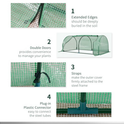 Outsunny Tunnel Greenhouse Grow House Steel Frame PE Green 200x100x80 cm - 5