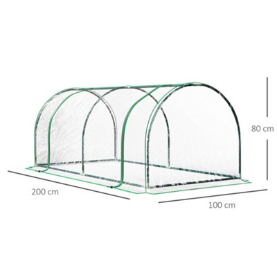 Outsunny Tunnel Greenhouse Grow House Steel Frame PE Transparent 200x100x80 cm - 3