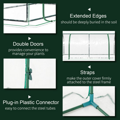 Outsunny Tunnel Greenhouse Grow House Steel Frame PE Transparent 200x100x80 cm - 4