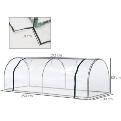 Outsunny Tunnel Greenhouse Grow House Steel Frame PVC Transparent 250x100x80 cm - 3