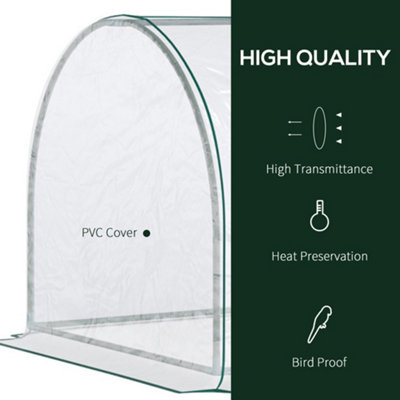 Outsunny Tunnel Greenhouse Grow House Steel Frame PVC Transparent 250x100x80 cm - 4
