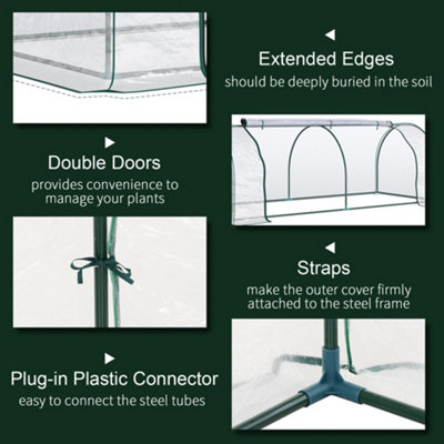 Outsunny Tunnel Greenhouse Grow House Steel Frame PVC Transparent 250x100x80 cm - 5