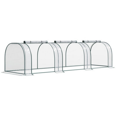Outsunny Tunnel Greenhouse Steel Frame for Garden Backyard with Zipper Doors 350Lx100W cm
