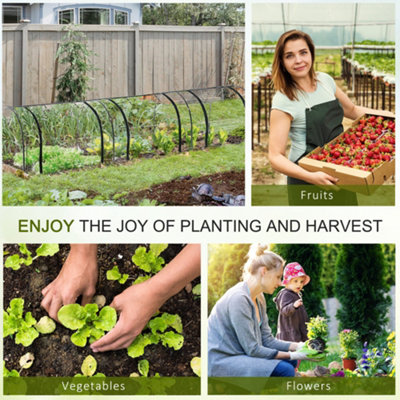 Outsunny Tunnel Greenhouse Steel Frame for Garden Backyard with Zipper Doors 350Lx100W cm - 5