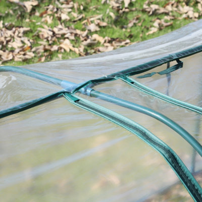 Outsunny Tunnel Greenhouse Steel Frame for Garden Backyard with Zipper Doors 350Lx100W cm - 9