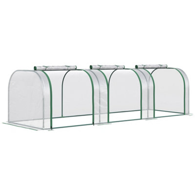 Outsunny Tunnel Greenhouse Steel Frame for Garden Backyard  Zipper Doors