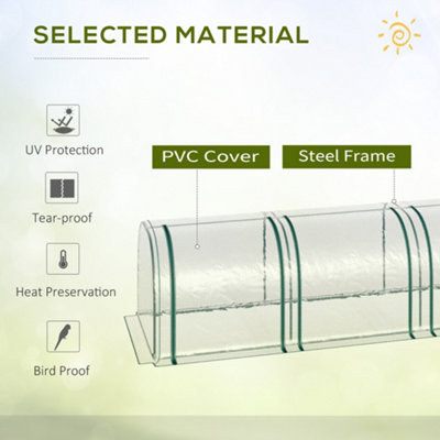 Outsunny Tunnel Greenhouse Steel Frame for Garden Backyard  Zipper Doors - 4