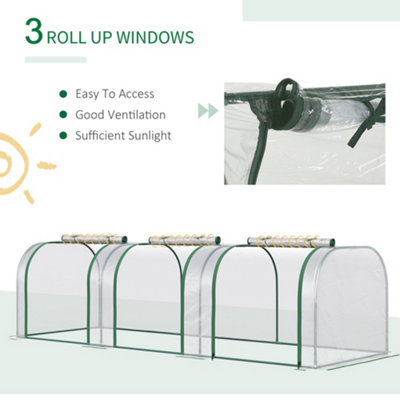 Outsunny Tunnel Greenhouse Steel Frame for Garden Backyard  Zipper Doors - 6