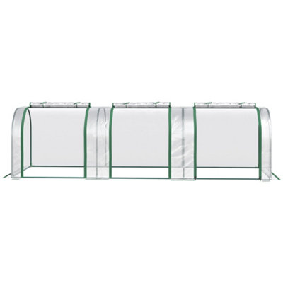 Outsunny Tunnel Greenhouse Steel Frame for Garden Backyard  Zipper Doors - 8