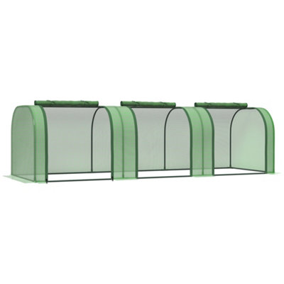 Outsunny Tunnel Greenhouse Steel Frame for Garden w/ Zipper Doors