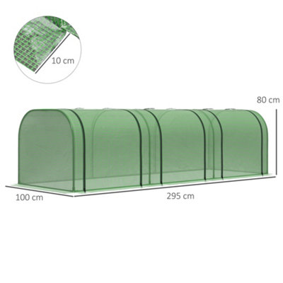 Outsunny Tunnel Greenhouse Steel Frame for Garden w/ Zipper Doors - 3